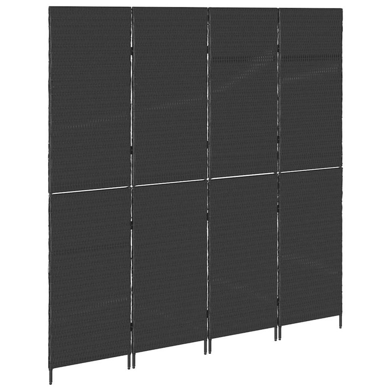 4 - Panel Folding Room Divider, Black, 180cm H x 195cm W x 0.16cm D