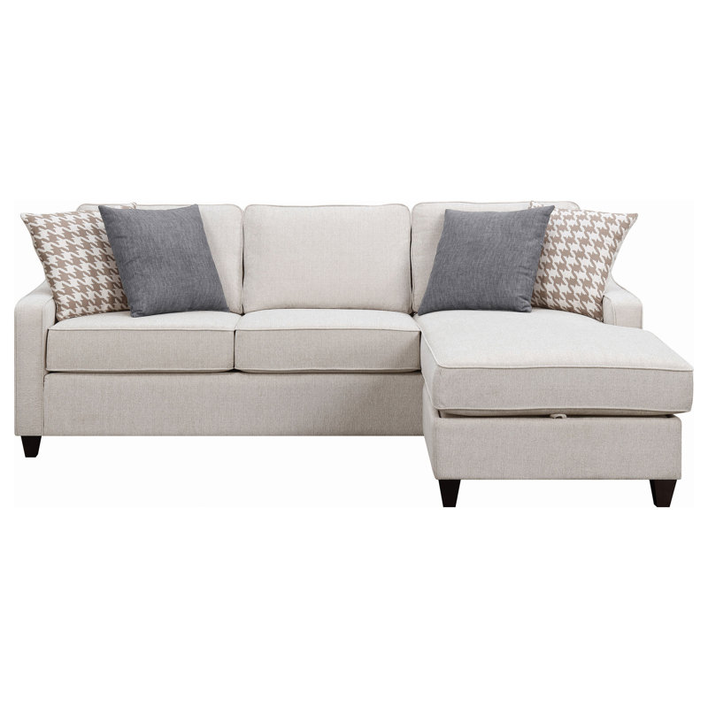 Billur Upholstered Sloped Arm Sectional Sofa Platinum, Beige Polyester Blend