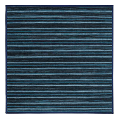 Tapis bleu à rayures horizontales lavable à la machine