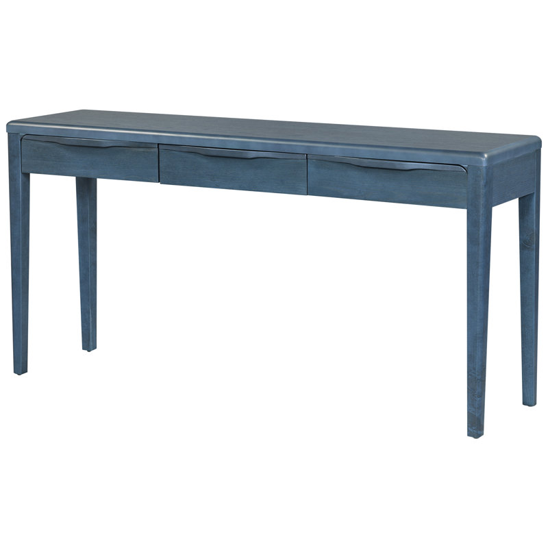 60" Narrow Console Table Hallway Foyer Table With 3 Drawers, Blue