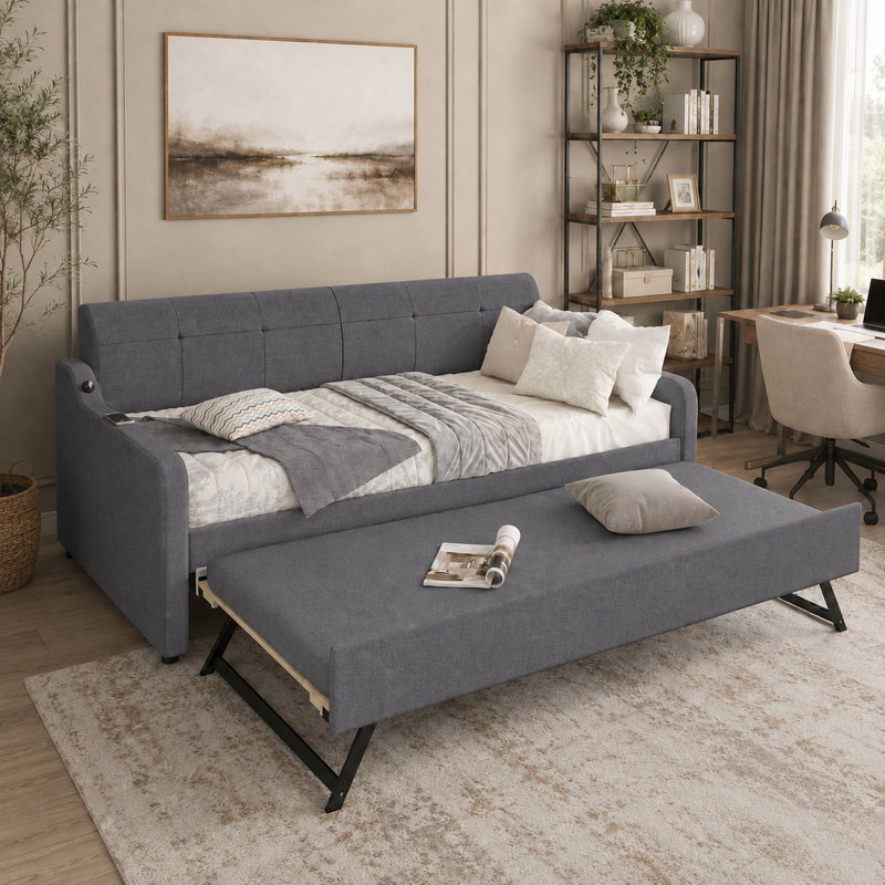 Katoria Upholstered Daybed, Gray