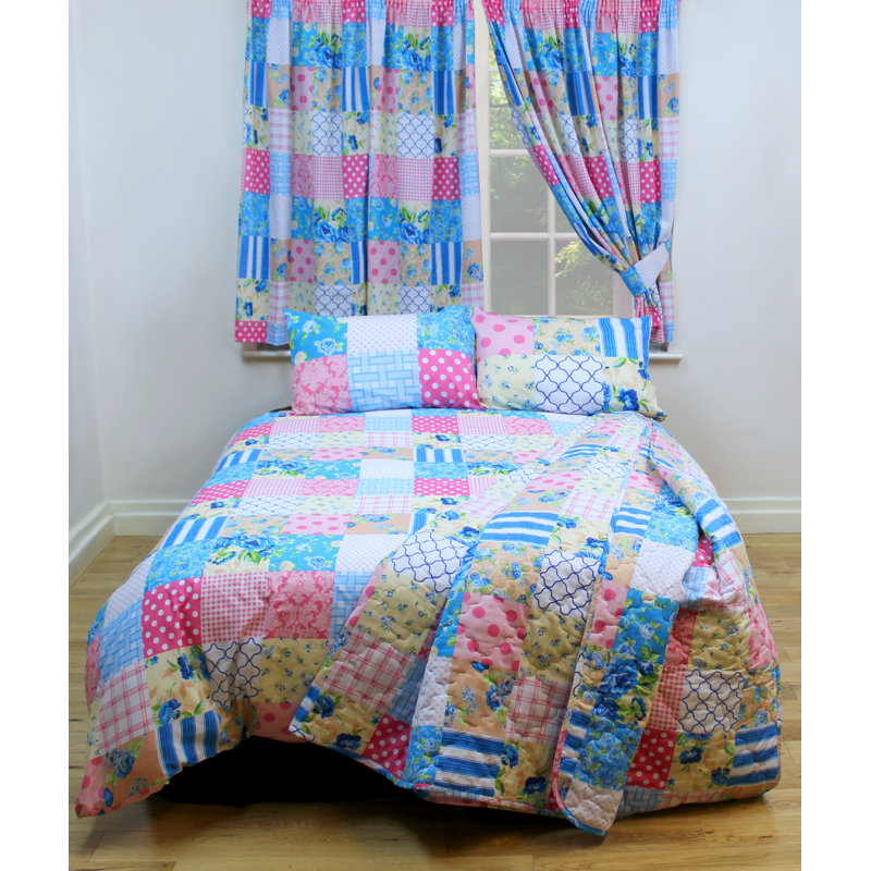 PATCHWORK Ayalisse Duvet Cover Set, Blue, Single Duvet Cover + 1 Standard Pillowcase