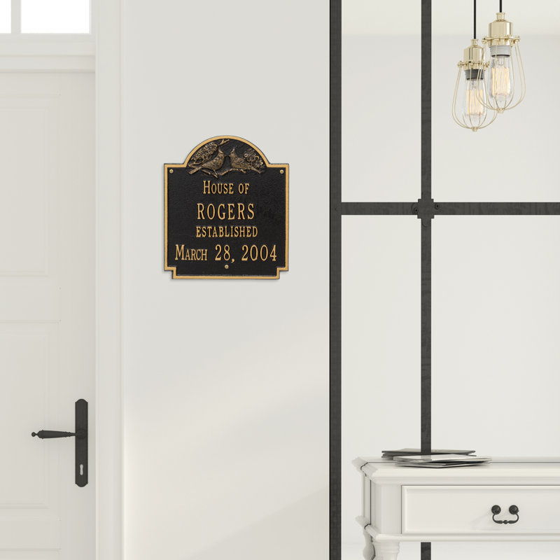 Cardinal 4-Line Wall Address Plaque, Black and Gold, Yes