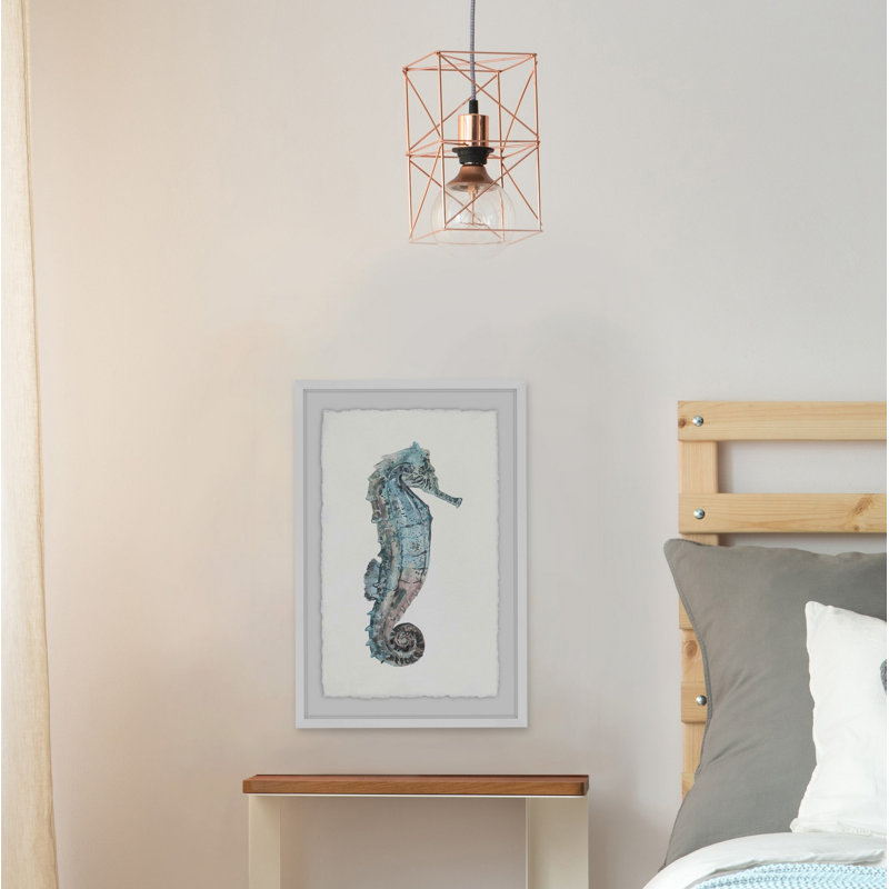 Pastel Seahorse by Marmont Hill - Single Picture Frame Painting, 30 cm H x 20 cm W x 4 cm D, White Framed