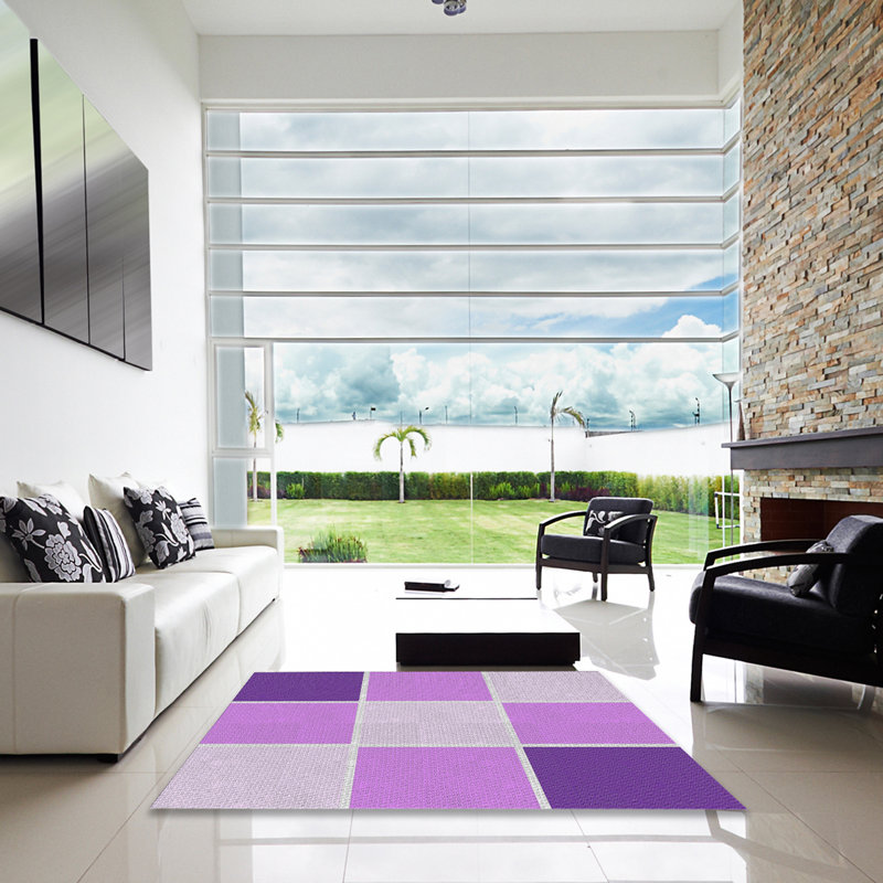Tapis mauve à motif géométrique Kimbro, Carré 5 pi