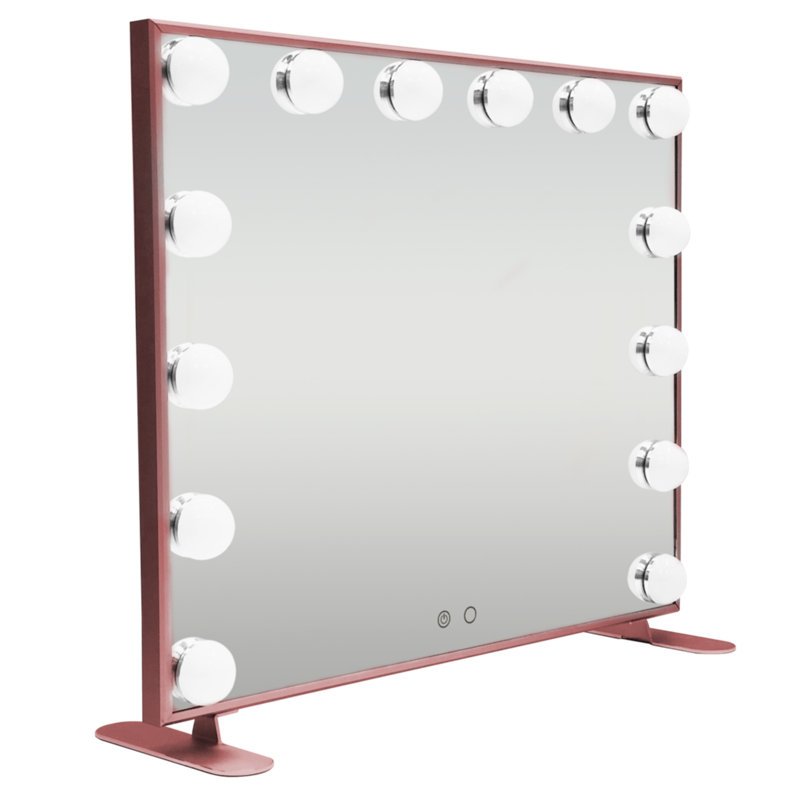 Hollywood Touch Duo Tone Wide Lighted Makeup Mirror with 14 LED Bulb Vanity Mirror with Touch Sensor, Rose Gold