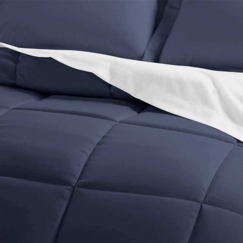 Navy Twin Down Alternative Microfiber Bed in a Bag Set