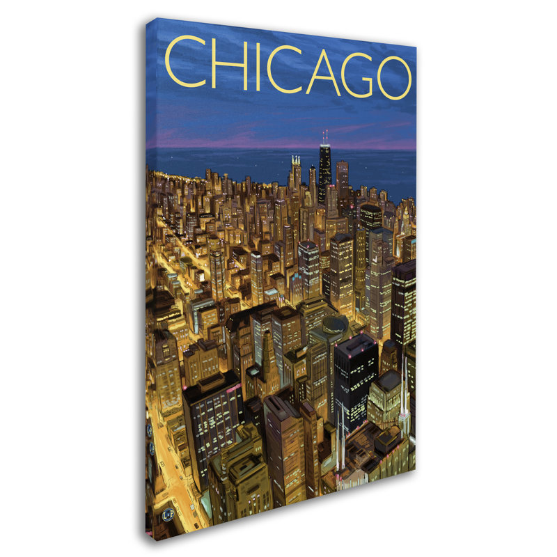 Publicité rétro sur toile Kadey «Chicago», H 24 po x l 16 po x P 2 po