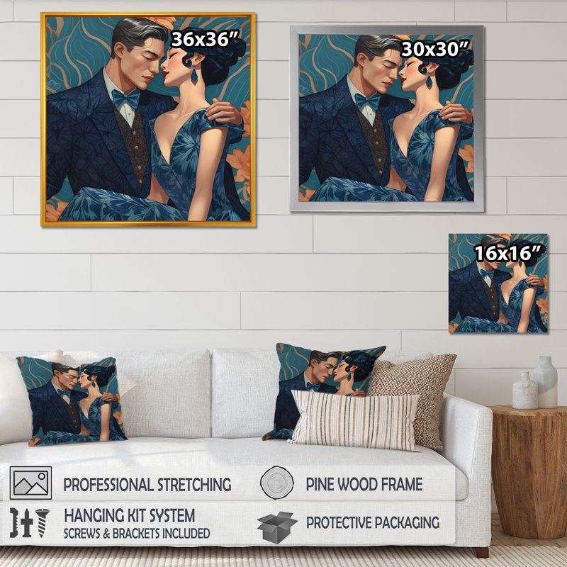 «Beautiful Asian Couple In Love II», impression sur toile, H 30 po x l 30 po x P 1 po, Cadre flottant doré