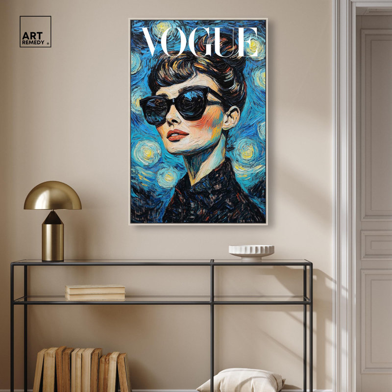 Toile Starry Night Icon par Art Remedy, H 37 po x l 25 po, Cadre flottant, Silver