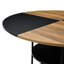 Table de salle à manger spacieuse de 47,3 pouces avec rangement double couche - bois et ornement en forme d'éventail noir pour décorer les détails de deux compartiments de diamètre