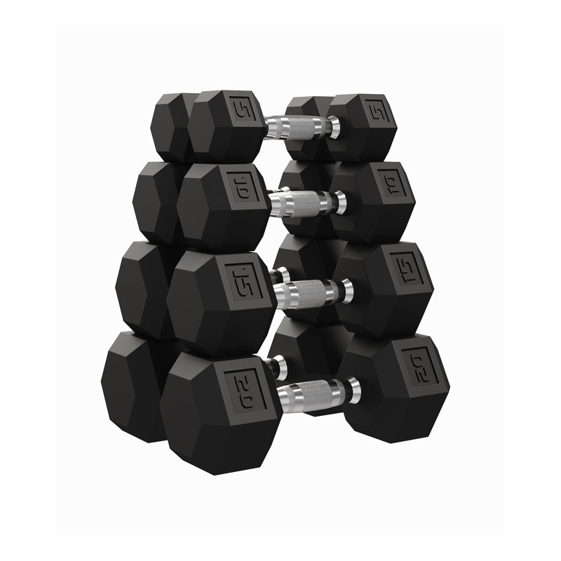 Adjustable Hex Dumbbell Set - Rubber Encased Cast Iron Weights