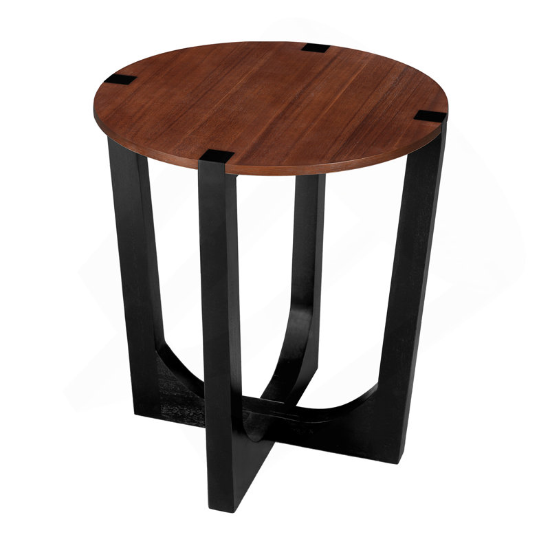 ACACIA SOLID WOOD SIDE TABLE,BROWN & BLACK COLOR