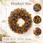 Couronne florale pliable artificielle 23,6 po avec eucalyptus orange et fleurs bleues / mauves