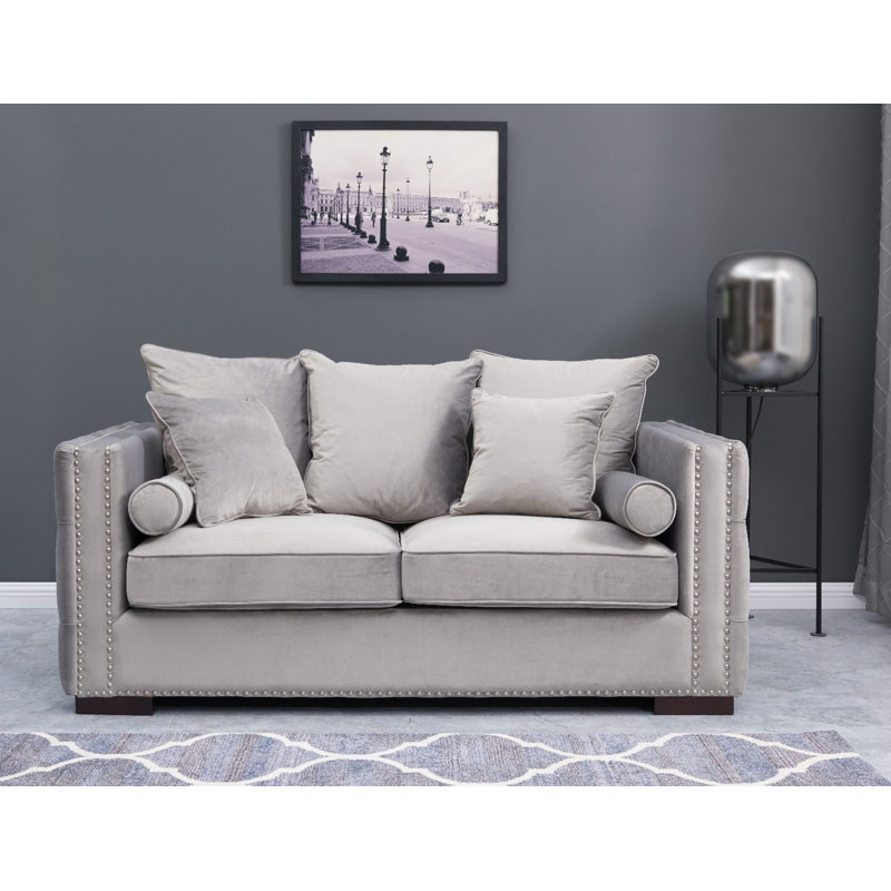 Angelina 2 Seater Cotton Blend Sofa, Silver