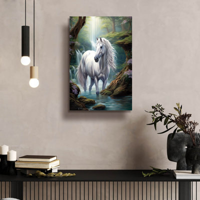 Art mural en verre épique «Fairy White Horse» par Momart