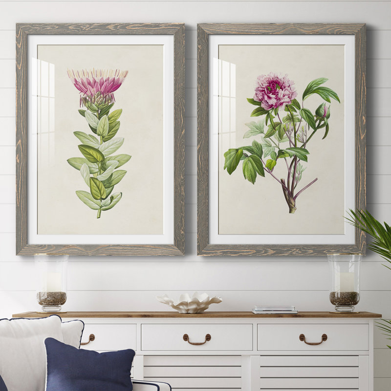 Pretty Pink Botanicals IV - Ensemble de 2 reproductions de cadres photo, H 24 po x l 36 po x P 1,5 po, Encadré gris