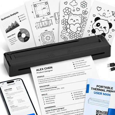 Imprimantes portables sans fil pour les voyages, imprimante thermique sans fil compatible avec les imprimantes 8,5 po x 11 po US, format lettre US et A4