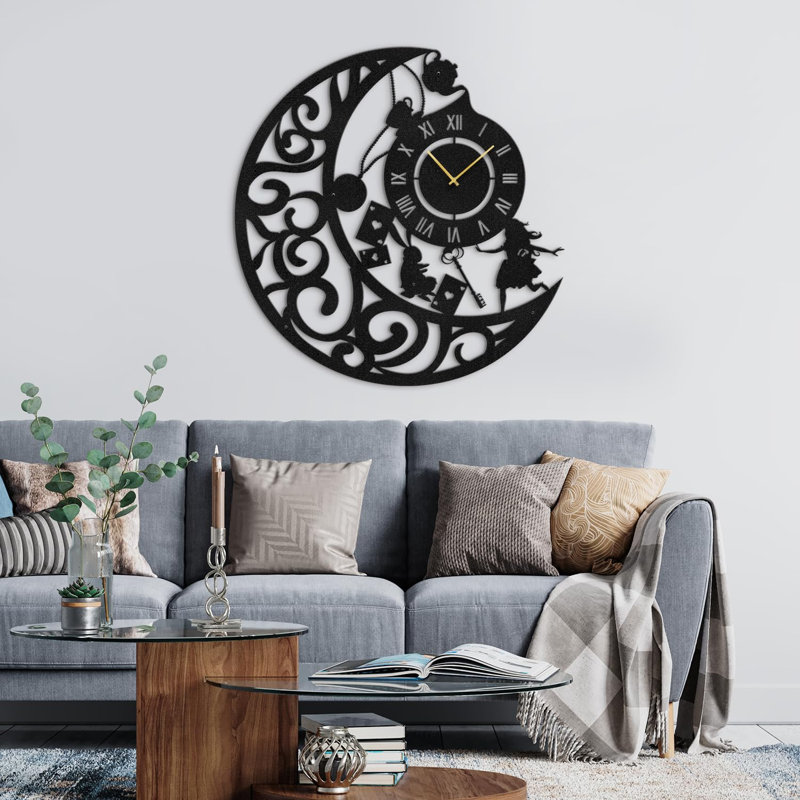 Metal Wall Clock, Black, 30" W x 30" H