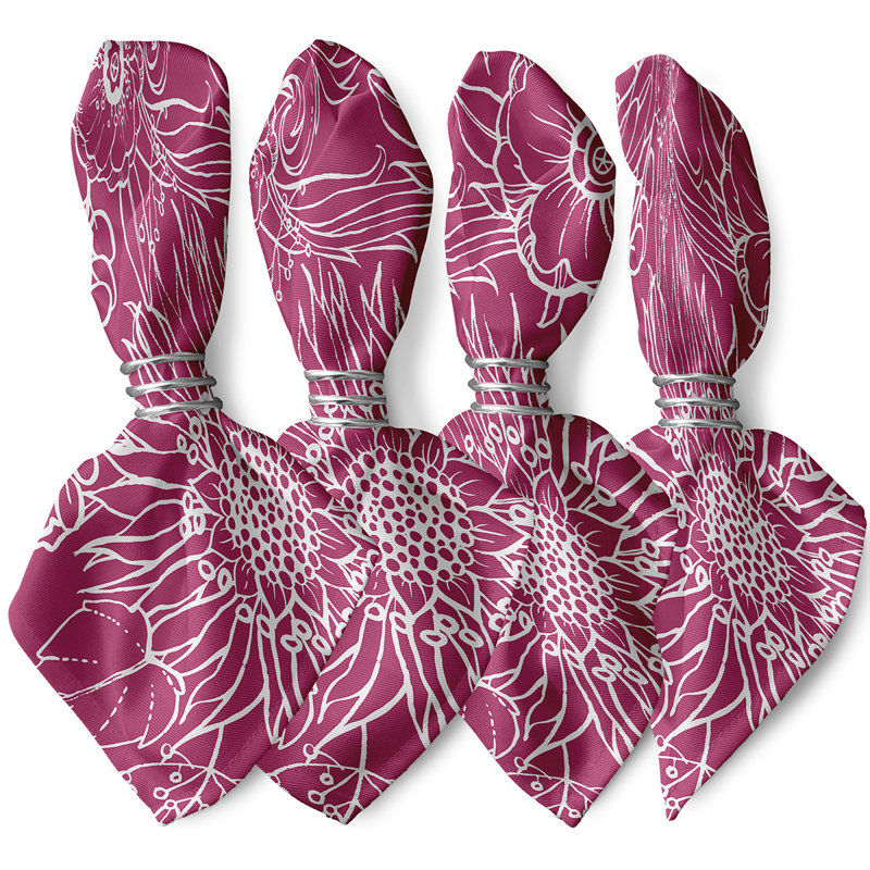 Chavi Polyester Floral Square Napkin, Pink