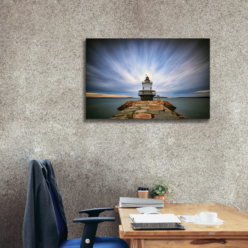 Toile épique Graffiti «Spring Point Ledge Light Station» par Rick Berk, art mural 60 po x 40 po, H 26 po x l 40 po
