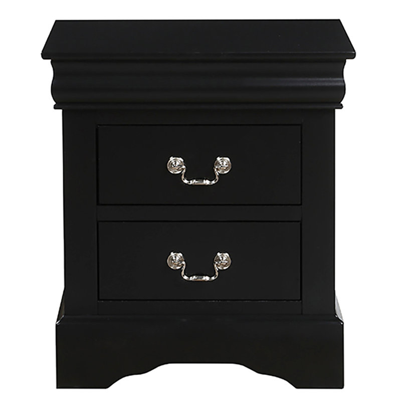 Table de chevet noire 2 - offrant une solution de rangement pratique pour la chambre à coucher avec 2 tiroirs de finition pour une utilisation quotidienne