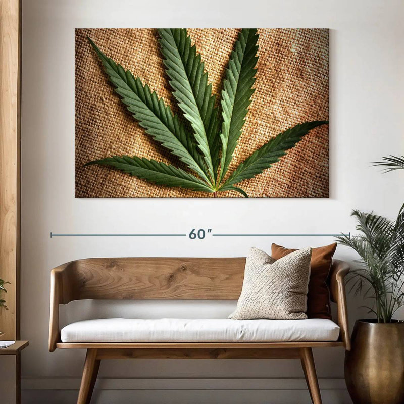 Marijuana sur bois, H 34 po x l 51 po