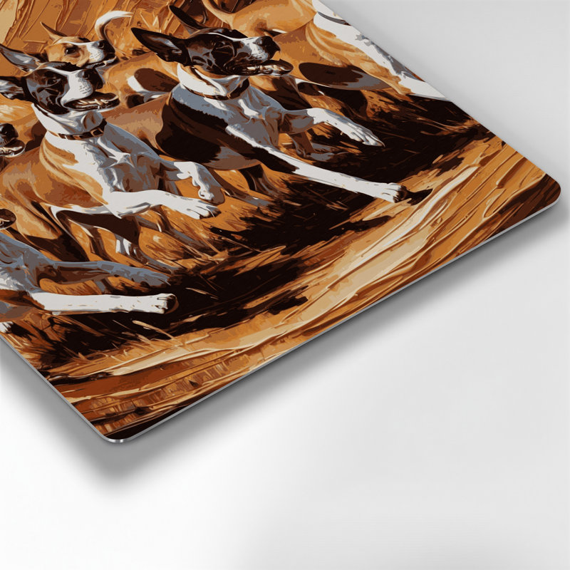 Chiens Basenji, art mural en métal brun, H 8 po x l 8 po
