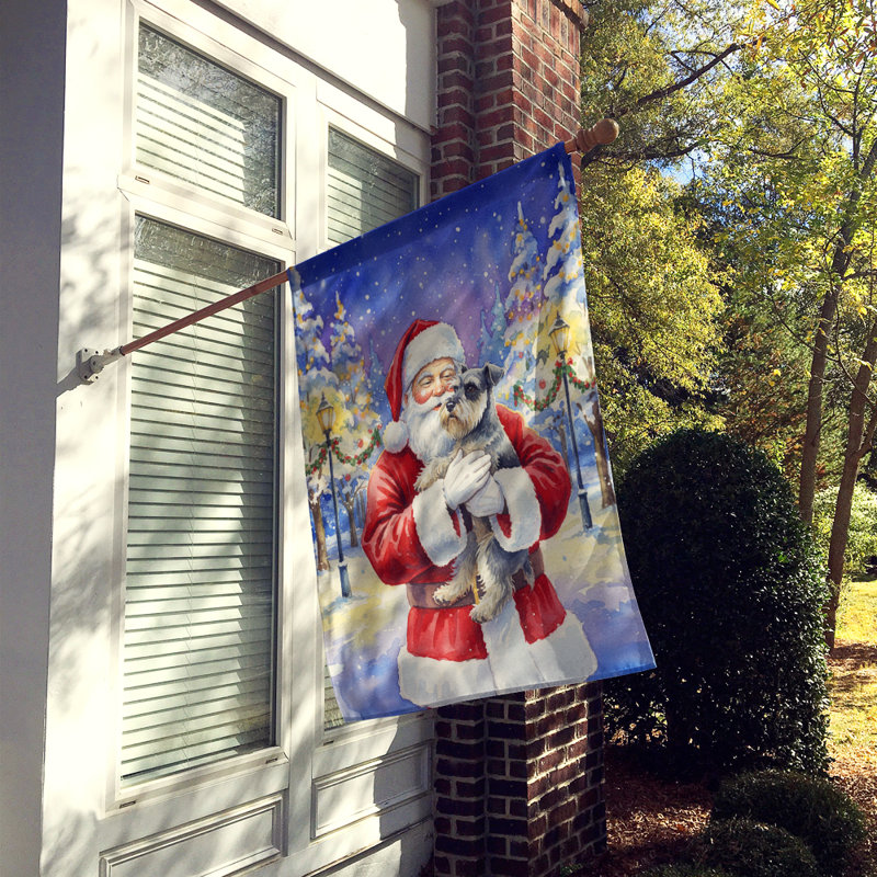 Schnauzer avec le drapeau de la maison du Père Noël, Taille de la maison, Schnauzer