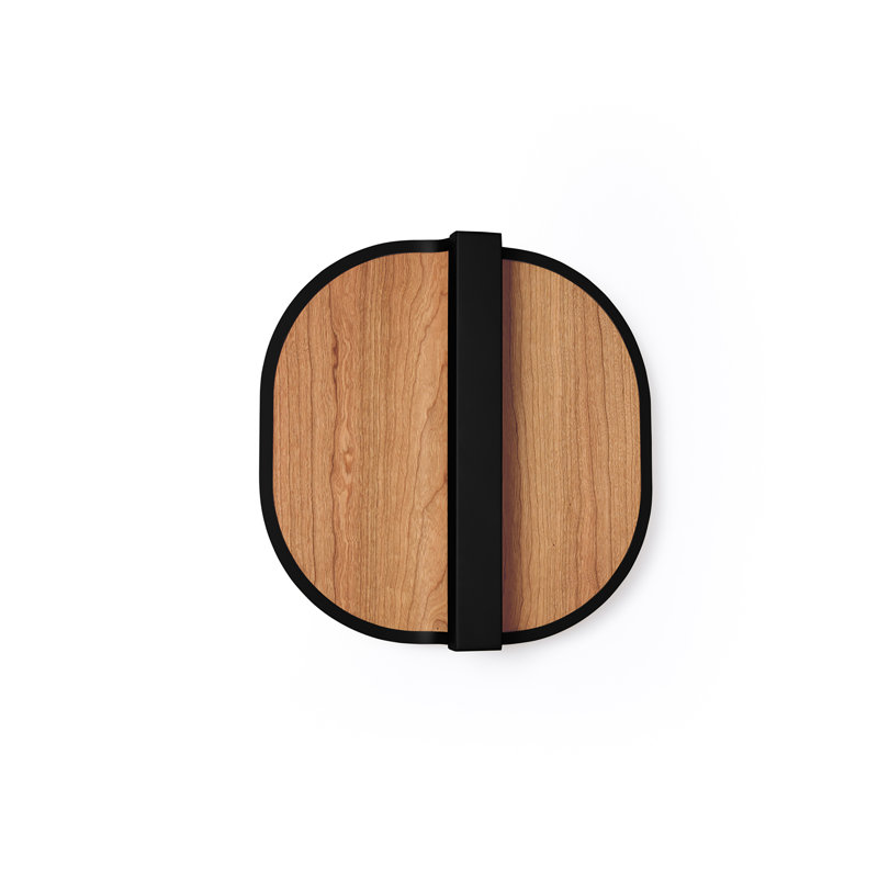 Omma 1 - Light LED Flush Mounted Sconce, Matte Black, Natural Cherry