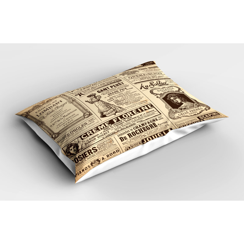 Ensemble de 2 taies décoratives rétro Ambesonne, journal français historique 36 po x 20 po, H 20 po x l 30 po