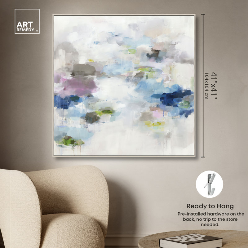 «Cloud Drift I», reproduction d'art sur toile encadrée par Art Remedy, cadre argenté, 40 x 40, H 41 po x l 41 po