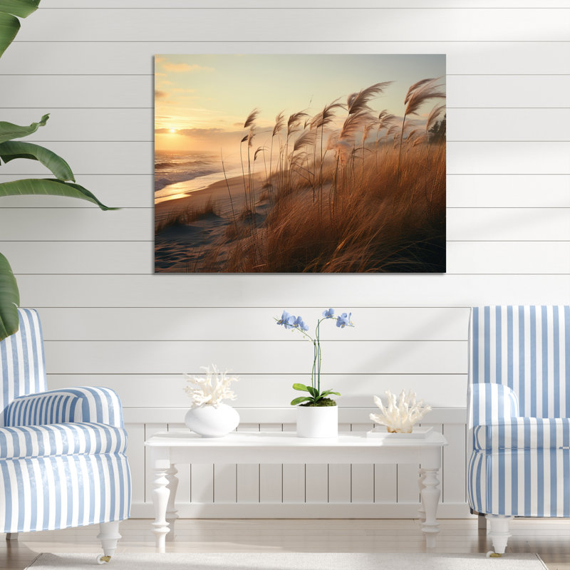Minimalisme sur gazon paysage - nautique et plage, reproduction d'art en métal, H 12 po x l 20 po x P 1 po