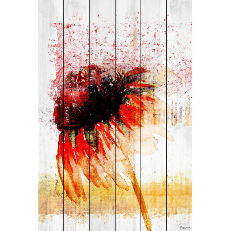 Reproduction d’art sur bois, "flower 4" par parvez taj Rustic Floral, H 30 po x l 20 po x P 1,5 po