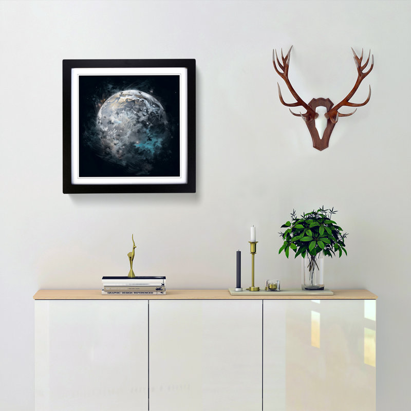 Moon Digital Art No.1 - Framed Print, Black
