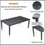Table de salle à manger d'extérieur rectangulaire en aluminium à deux tons avec pieds fuselés, trou pour parasol et design moderne-891160437-891160439