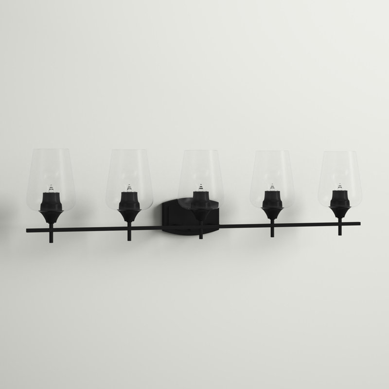 Éclairage de salle de bain à intensité variable 5 lumières Dahlya, Noir mat
