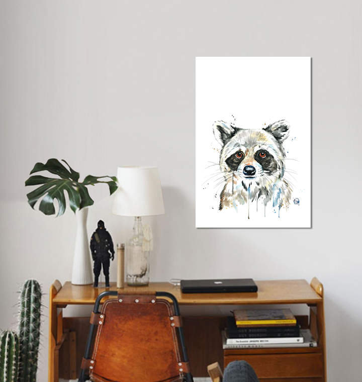 « peekaboo raton laveur » par lisa whitehouse, impression sur toile, H 40 po x l 26 po x P 1,5 po, Pas de tapis, Toile tendue
