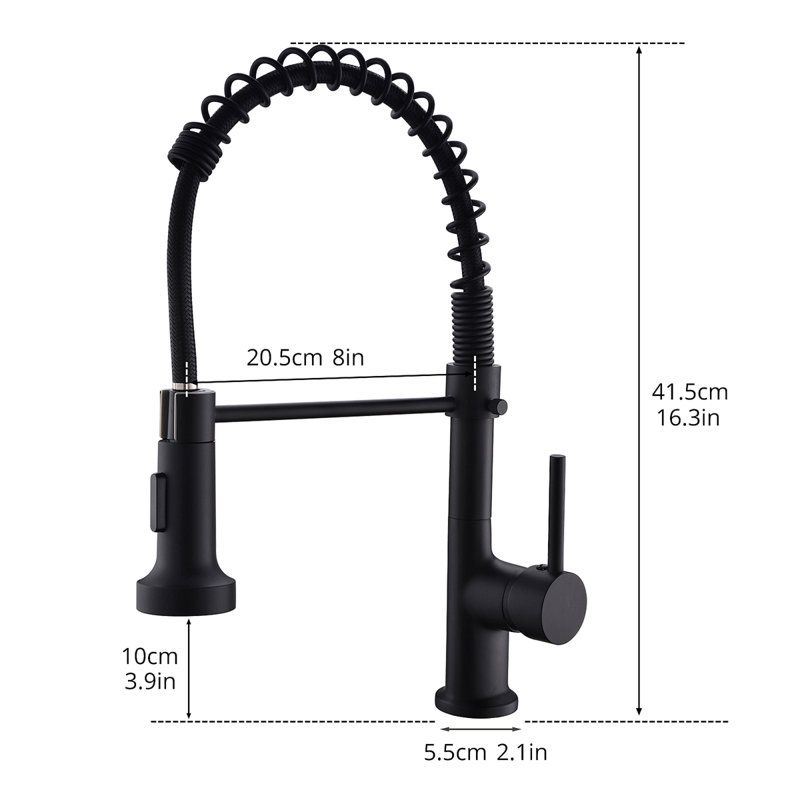Commercial Kitchen Faucet With Pull Down Sprayer, Single Handle Single Lever Kitchen Sink Faucet, Black