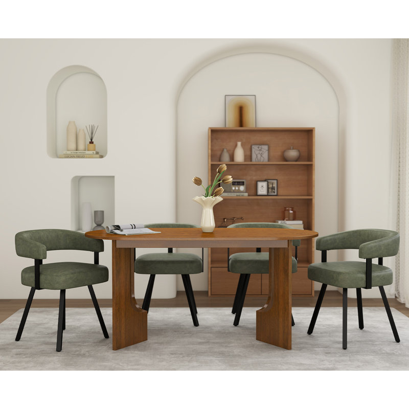 Ensemble de salle à manger moderne ovale 5 pièces avec chaises rembourrées et dossier