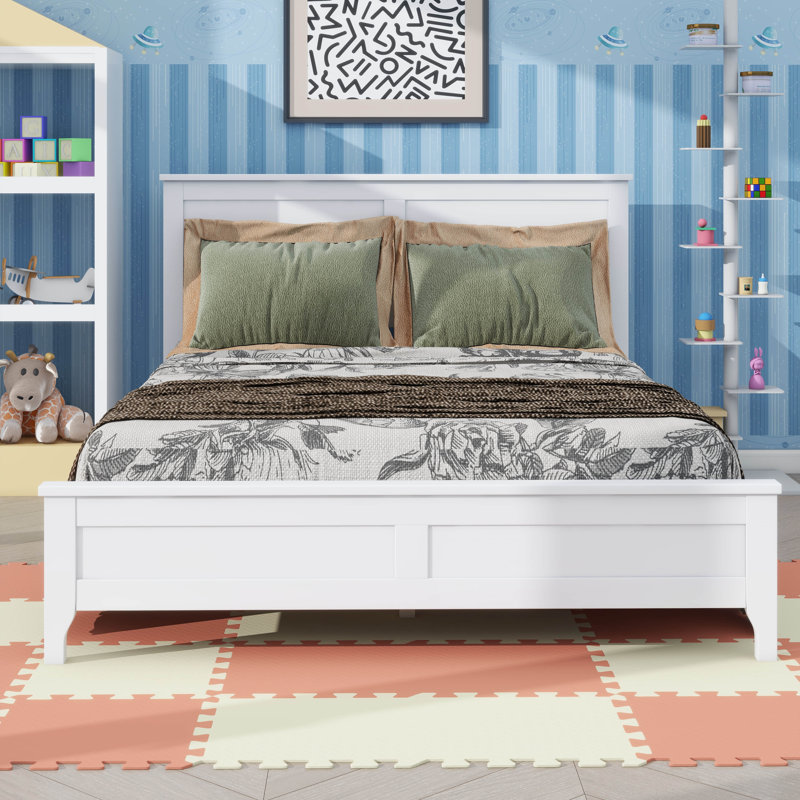 Structure de lit double de style minimaliste, Blanc
