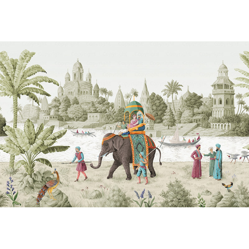 Papier peint exotique «Panorama», L 117,96 po x l 175 po, Vert