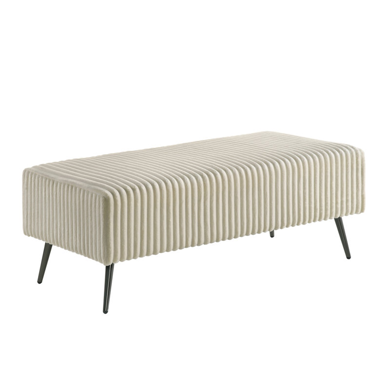 Entryway Bench Bedroom Bench Corduroy Upholstery Bench For End Of Bed Indoor Bench, Cream