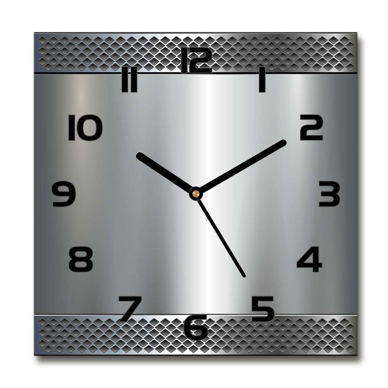 Ibraheim Glass Wall Clock, Black/Silver