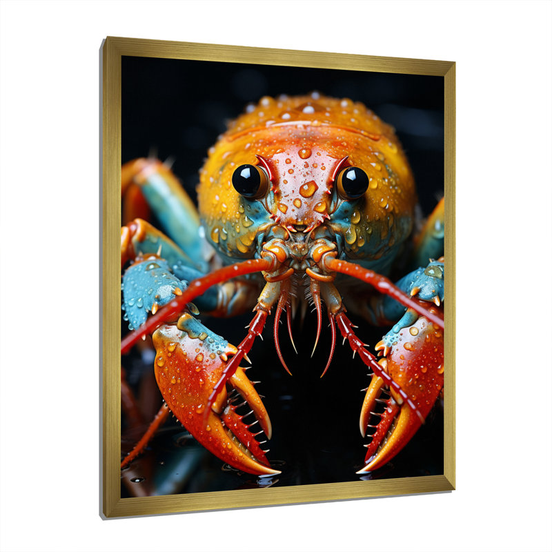 Madolynn Animal Crayfish I - Imprimé, H 32 po x l 24 po x P 1 po, Encadrement doré
