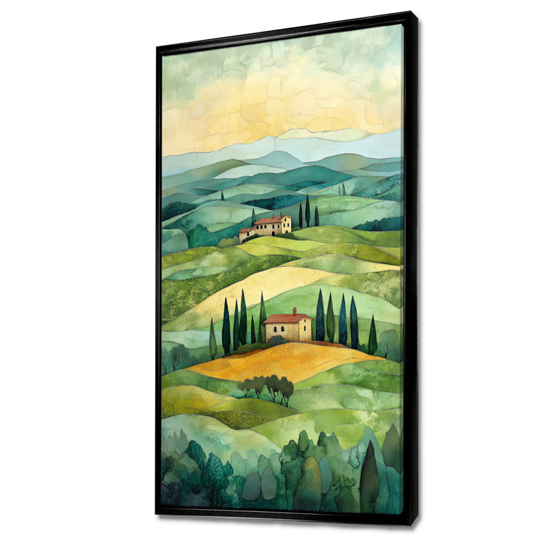 «Green Beige Caelo I - Green Italian Large Wall Art, Nature», reproduction d'art sur toile encadrée, H 32 po x l 24 po