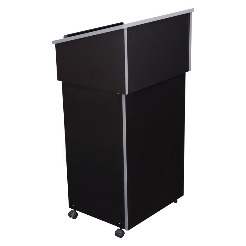 Black Particleboard Tabletop Lectern with AV Cart Base