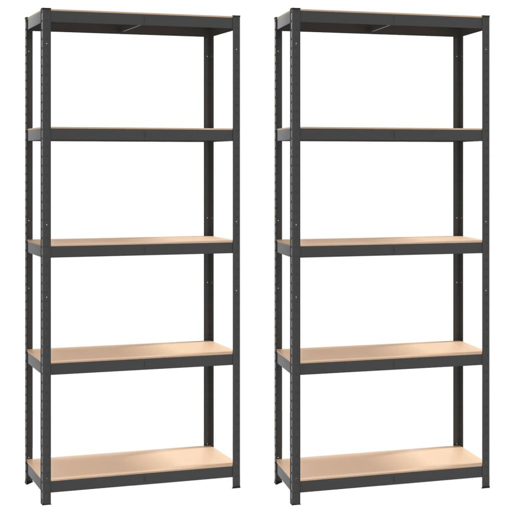 Lundys 71 H x 35.5 W x 16 D 5-Tier Adjustable Metal MDF Storage Rack Shelves Boltless Shelving The Twillery Co. Finish: Black