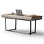 Walnut Veneer Faux Leather Writing Desk with Storage Drawers
