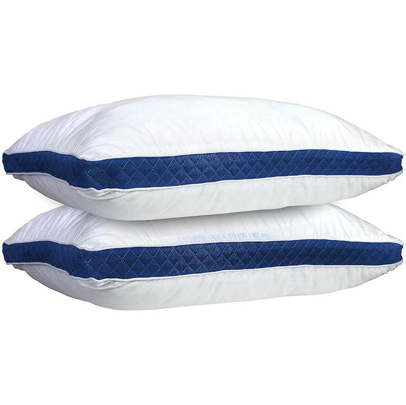Fiber Pillow, Queen, White/Navy